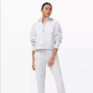Grey Lululemon Scuba Oversized Half-Zip Hoodie.